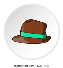 Mens hat icon in cartoon style isolated on white circle background. Headdress symbol vector illustration