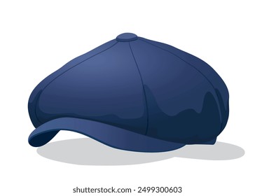 Men's Hat Ivy Cap Style side front view. Vector illustration isolated, eps