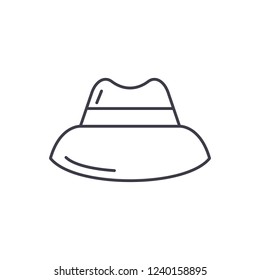 Mens hat line icon concept. Mens hat vector linear illustration, symbol, sign