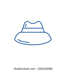 Mens hat line icon concept. Mens hat flat  vector symbol, sign, outline illustration.