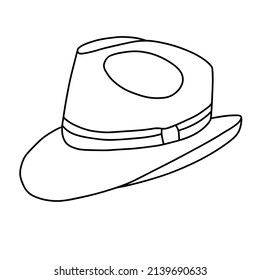Men's hat retro style linear silhouette black