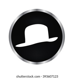 men's hat - vector icon on a black button
