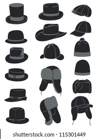 Men's hats  icon set