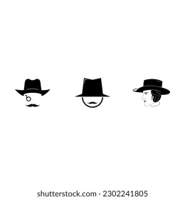 Mens head set illustration vector design