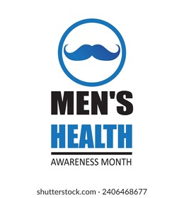 Men's Health Awareness Month in June. Banner, Health Awareness, Greeting card, Background Template on white background..eps