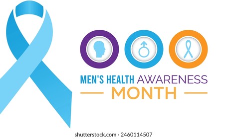 Men's Health Awareness Month observed every year in June. Template for background, banner, card, poster with text inscription.