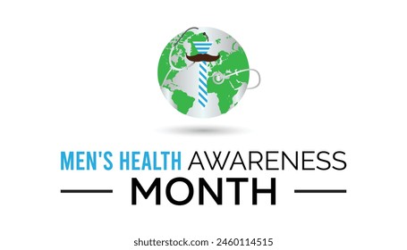 Men's Health Awareness Month observed every year in June. Template for background, banner, card, poster with text inscription.
