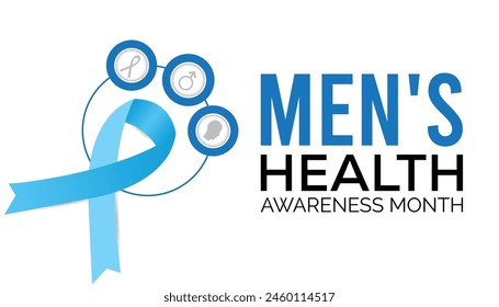 Men's Health Awareness Month observed every year in June. Template for background, banner, card, poster with text inscription.