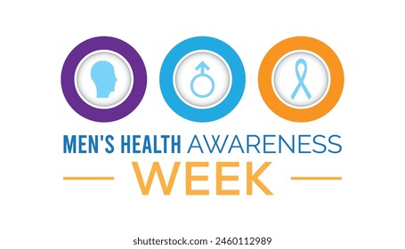 Men's Health Awareness Week observed every year in June. Template for background, banner, card, poster with text inscription.