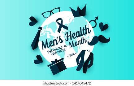 Men's Health Month Card Or Background. Vector Illustration.