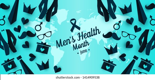 Mens Health Month Card Or Background. Vector Illustration.