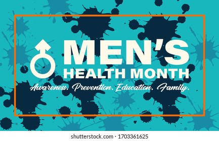 Men's Health Month in June. Poster, card, banner, background design. Vector illustration eps 10