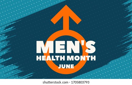 Men's Health Month in June. Poster, card, banner, background design. Vector illustration eps 10