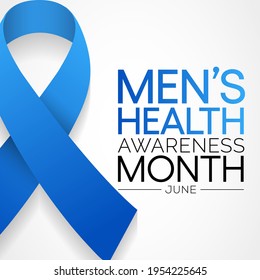 Men's health month is observed every year in June, it is used to raise awareness about health care for men and focus on encouraging boys to practice and implement healthy living decisions. Vector art.