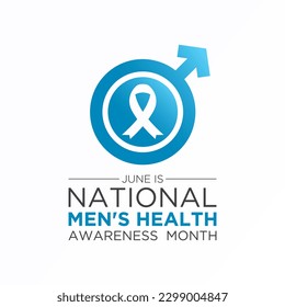 Men's health month is observed every year in june. June is national men's health awareness month. Vector template for banner, greeting card, poster with background. Vector illustration.