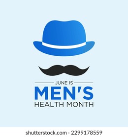 Men's health month is observed every year in june. June is national men's health awareness month. Vector template for banner, greeting card, poster with background. Vector illustration.