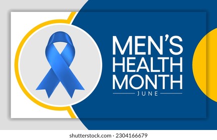 Men's health month is observed every year in June, it is used to raise awareness about health care for men and focus on encouraging boys to practice and implement healthy living decisions. Vector art.