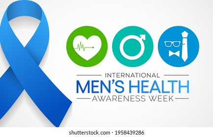 Men's health week is observed every year in June, it is used to raise awareness about health care for men and focus on encouraging boys to practice and implement healthy living decisions. Vector art.