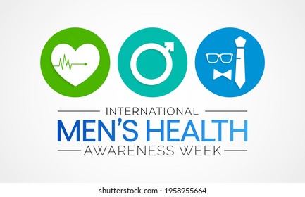 Men's health week is observed every year in June, it is used to raise awareness about health care for men and focus on encouraging boys to practice and implement healthy living decisions. Vector art.