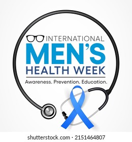 Men's health Week is observed every year in June, used to raise awareness about health care for men and focus on encouraging boys to practice and implement healthy living decisions. Vector art.