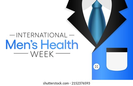 Men's health Week is observed every year in June, used to raise awareness about health care for men and focus on encouraging boys to practice and implement healthy living decisions. Vector art.