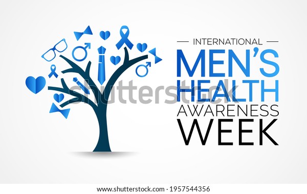 Men\'s health week is observed every year in June, it\
is used to raise awareness about health care for men and focus on\
encouraging boys to practice and implement healthy living\
decisions. Vector art.