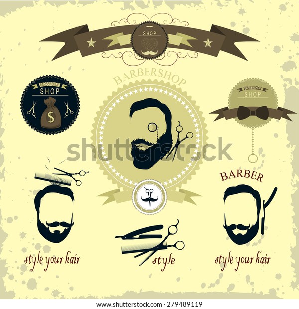 Mens Hipster Hairdresser Retro Barber Shop Stock Vector Royalty