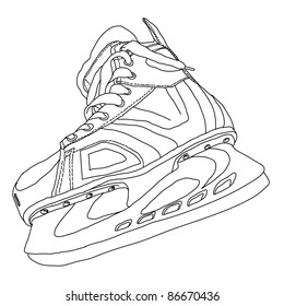 Men's hockey skates drawn by hand