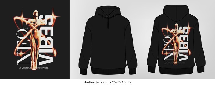 Men's hoddie mockup with print