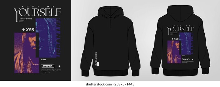 Men's hoddie mockup with print