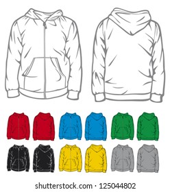 men's hooded sweatshirt with pocket and zipper