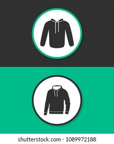 Men's hooded sweatshirt vector icon. Raglan icon.