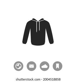 Men's hooded sweatshirt vector icon. Raglan icon.