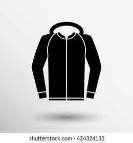 Men's hooded sweatshirt vector icon. Raglan icon logo.