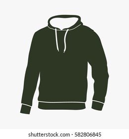 Men's hooded sweatshirt vector icon. Raglan sign.