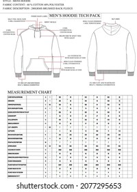 Men's Hoodie shirt techpack design 