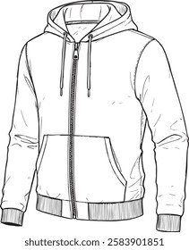 Men's Hoodie sketch three quarter view