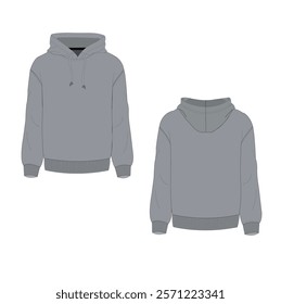 Men's hoodies with flat sketch