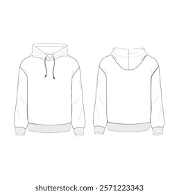 Men's hoodies with flat sketch