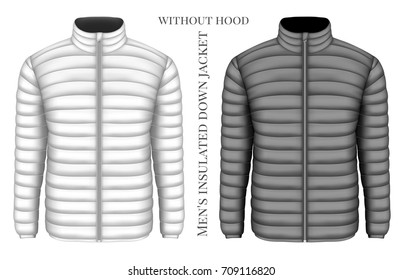 Men's insulated down jacket. Vector illustration.