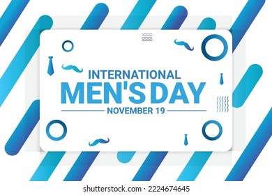 Men's International day replaceable typography vector background with mustache and design elements. International men's day
