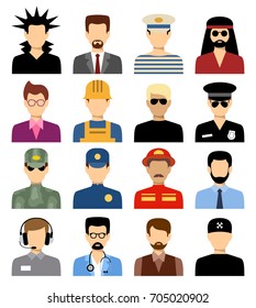 Men's isolated avatars of different professions. Vector