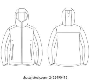Men's Jacket Flat Sketch Illustration