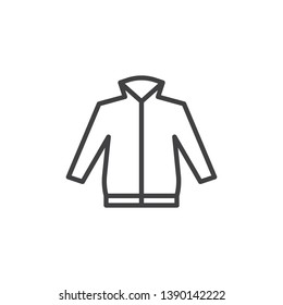 Men's jacket line icon. linear style sign for mobile concept and web design. Jacket with long sleeves outline vector icon. Symbol, logo illustration. Pixel perfect vector graphics