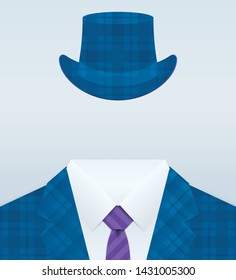 Men's jacket, shirt and necktie close up image. Men's suit vector banner.