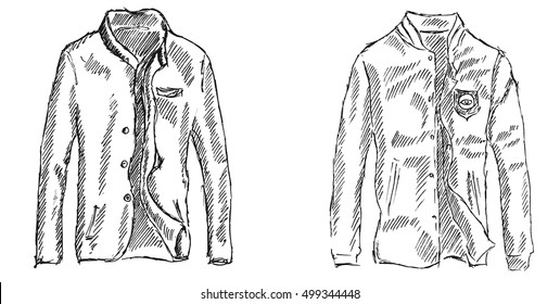 Men's jacket. Sketch illustration. Small set