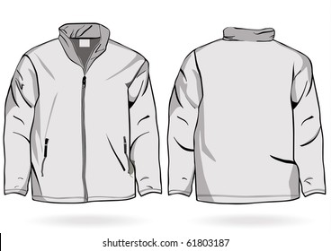 Men's jacket or sweatshirt template with zipper