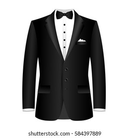 Men's jacket. Wedding men's suit, tuxedo. Vector illustration.