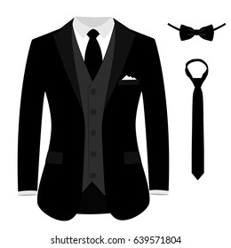 Men's jacket. Wedding men's suit, tuxedo. Vector illustration