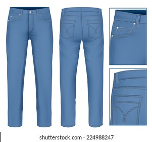 Men's jeans (front  back views)  Photo  realistic vector illustration contains gradient mesh 